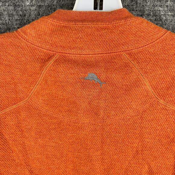 Tommy Bahama Sweater Mens Large Orange Reversible Heavyweight Quarter Zip Ribbed - Picture 5 of 11